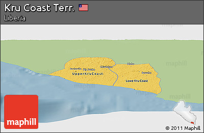 Savanna Style Panoramic Map of Kru Coast Terr., single color outside