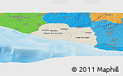 Shaded Relief Panoramic Map of Kru Coast Terr., political shades outside