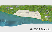 Shaded Relief Panoramic Map of Kru Coast Terr., satellite outside