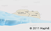 Shaded Relief Panoramic Map of Kru Coast Terr., single color outside