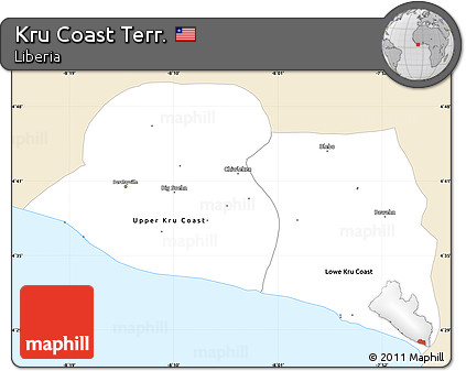 Classic Style Simple Map of Kru Coast Terr., single color outside