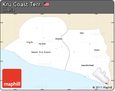 Classic Style Simple Map of Kru Coast Terr., single color outside