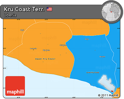 Political Simple Map of Kru Coast Terr.