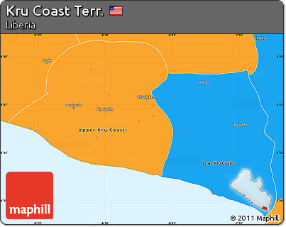 Political Simple Map of Kru Coast Terr.