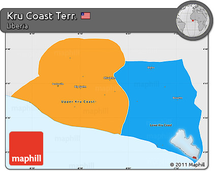 Political Simple Map of Kru Coast Terr., single color outside