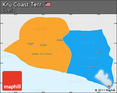 Political Simple Map of Kru Coast Terr., single color outside