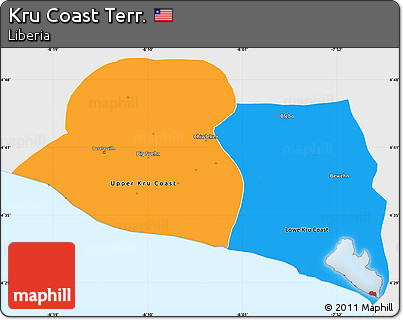 Political Simple Map of Kru Coast Terr., single color outside