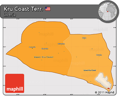 Political Shades Simple Map of Kru Coast Terr., cropped outside