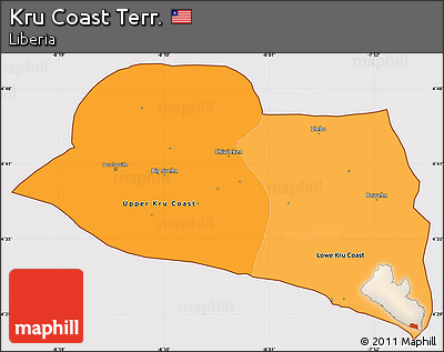 Political Shades Simple Map of Kru Coast Terr., cropped outside