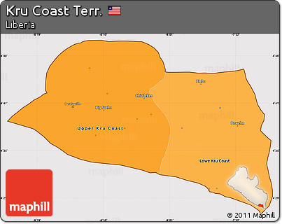 Political Shades Simple Map of Kru Coast Terr., cropped outside