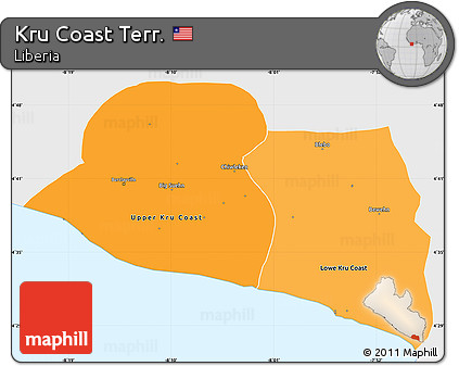 Political Shades Simple Map of Kru Coast Terr., single color outside