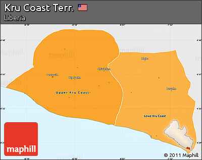 Political Shades Simple Map of Kru Coast Terr., single color outside