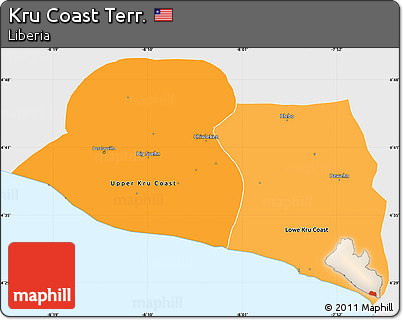 Political Shades Simple Map of Kru Coast Terr., single color outside