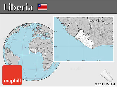 Blank Location Map of Liberia, gray outside