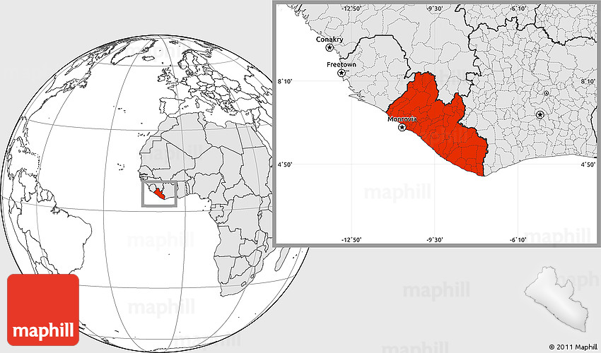 Liberia Location On World Map Blank Location Map Of Liberia, Highlighted Continent