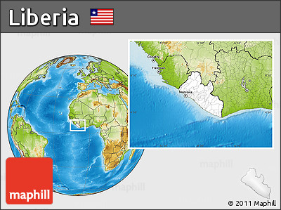 Blank Location Map of Liberia, physical outside