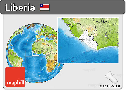 Blank Location Map of Liberia, physical outside