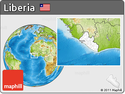 Blank Location Map of Liberia, physical outside