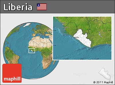 Blank Location Map of Liberia, satellite outside