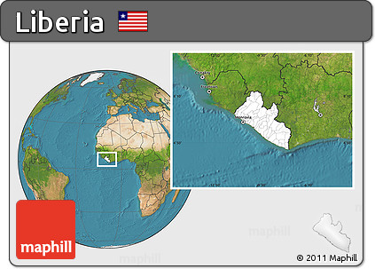 Blank Location Map of Liberia, satellite outside