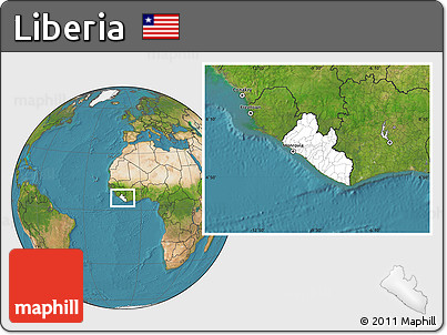 Blank Location Map of Liberia, satellite outside