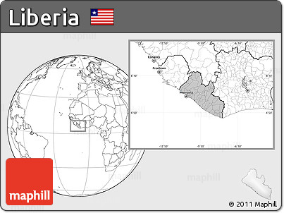 Gray Location Map of Liberia, blank outside