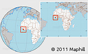 Gray Location Map of Liberia, highlighted continent, within the entire continent