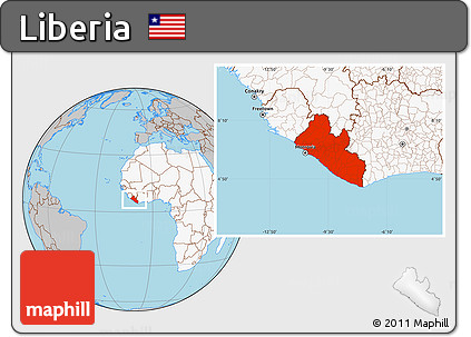 Gray Location Map of Liberia, highlighted continent