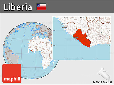 Gray Location Map of Liberia, highlighted continent