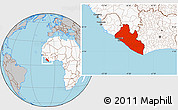 Gray Location Map of Liberia, highlighted continent