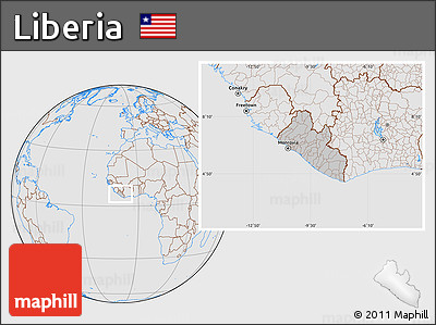 Gray Location Map of Liberia, lighten, desaturated