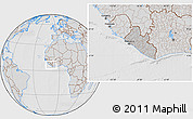 Gray Location Map of Liberia, lighten, desaturated, hill shading