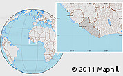 Gray Location Map of Liberia, lighten, desaturated, land only