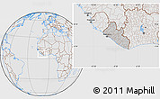 Gray Location Map of Liberia, lighten, desaturated