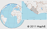 Gray Location Map of Liberia, lighten, land only