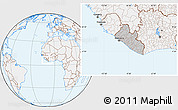 Gray Location Map of Liberia, lighten
