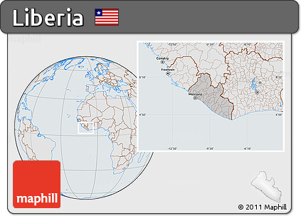 Gray Location Map of Liberia, lighten, semi-desaturated