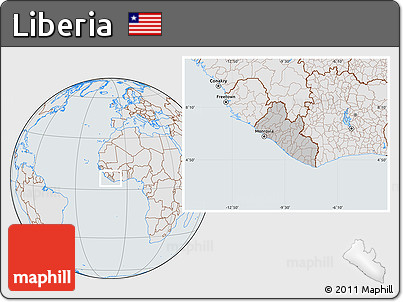 Gray Location Map of Liberia, lighten, semi-desaturated