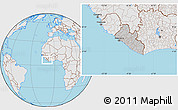 Gray Location Map of Liberia, lighten, semi-desaturated, land only
