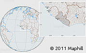 Gray Location Map of Liberia, lighten, semi-desaturated