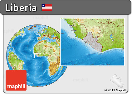 Gray Location Map of Liberia, physical outside
