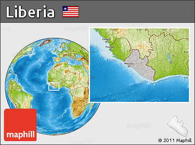 Gray Location Map of Liberia, physical outside