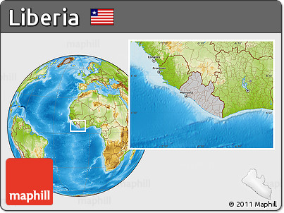 Gray Location Map of Liberia, physical outside