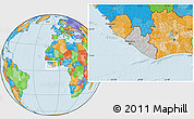 Gray Location Map of Liberia, political outside