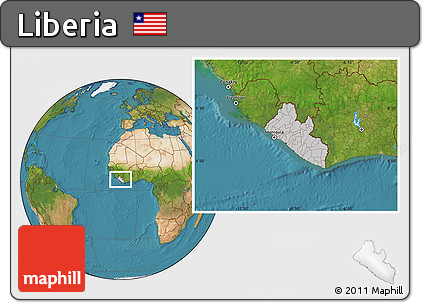 Gray Location Map of Liberia, satellite outside