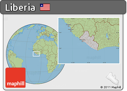 Gray Location Map of Liberia, savanna style outside