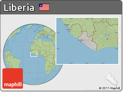 Gray Location Map of Liberia, savanna style outside