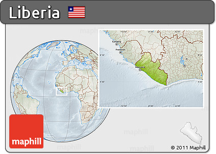 Physical Location Map of Liberia, lighten, semi-desaturated