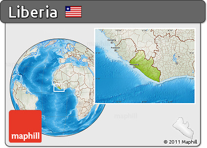Physical Location Map of Liberia, lighten, semi-desaturated, land only