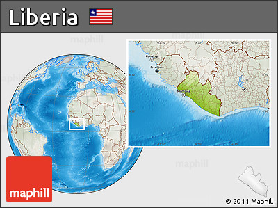 Physical Location Map of Liberia, lighten, semi-desaturated, land only